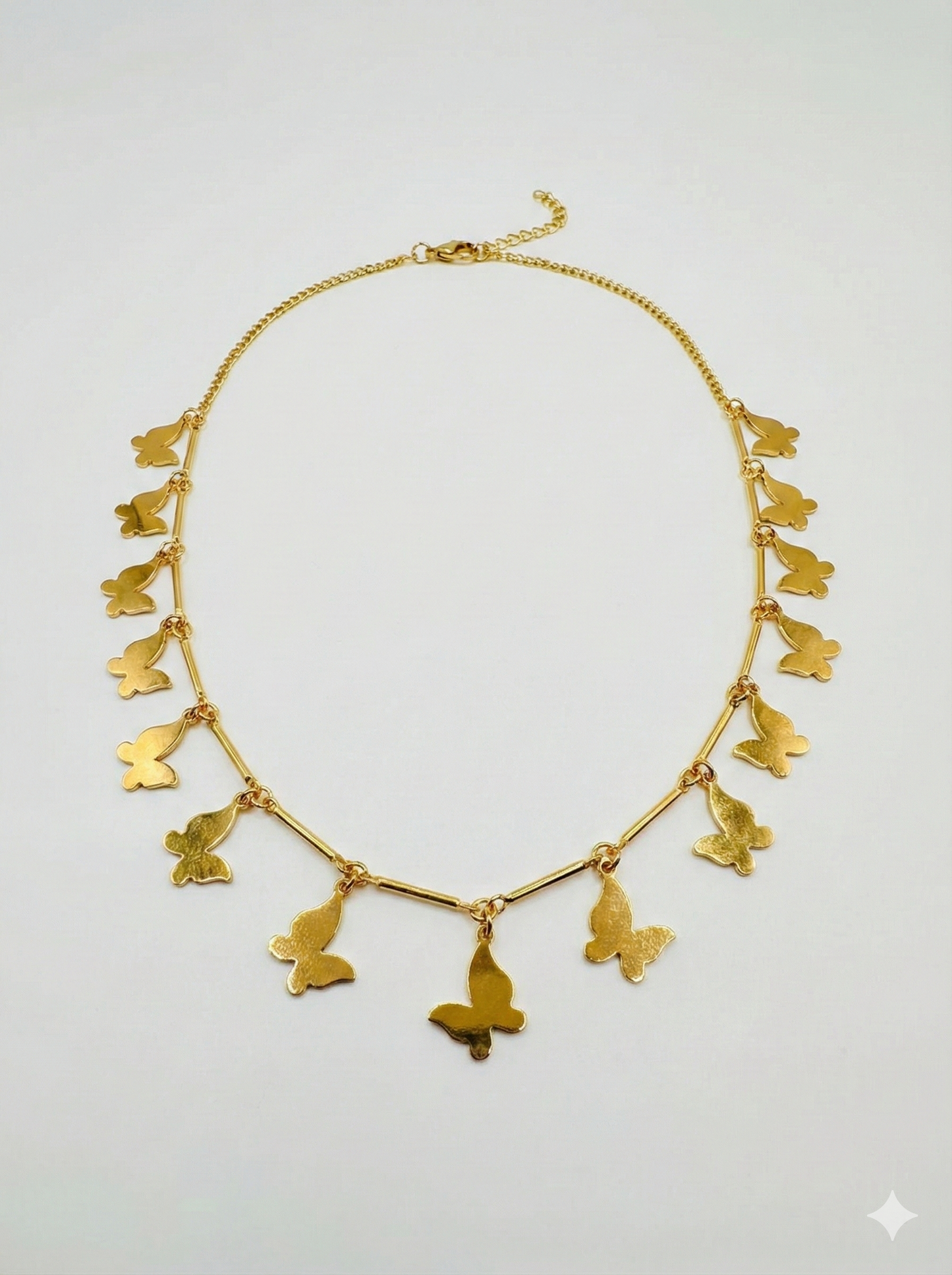 Golden Cascade Multi-Butterfly Charm Necklace
