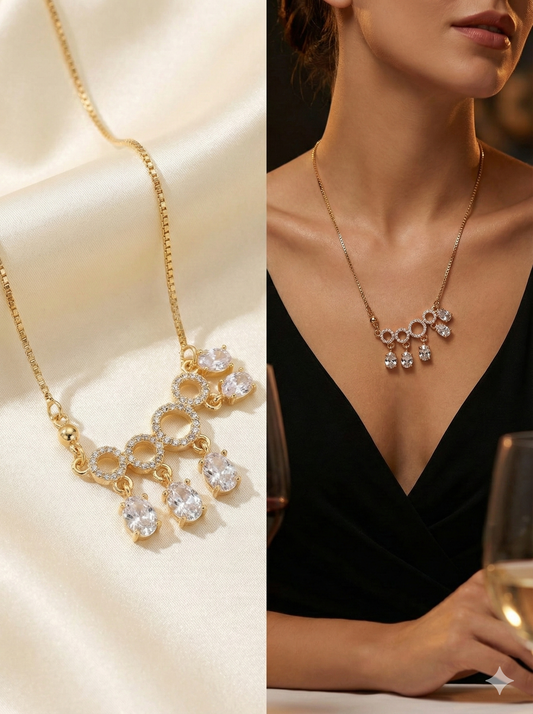 Dazzling Gold & Crystal Statement Necklace - Gift for Her