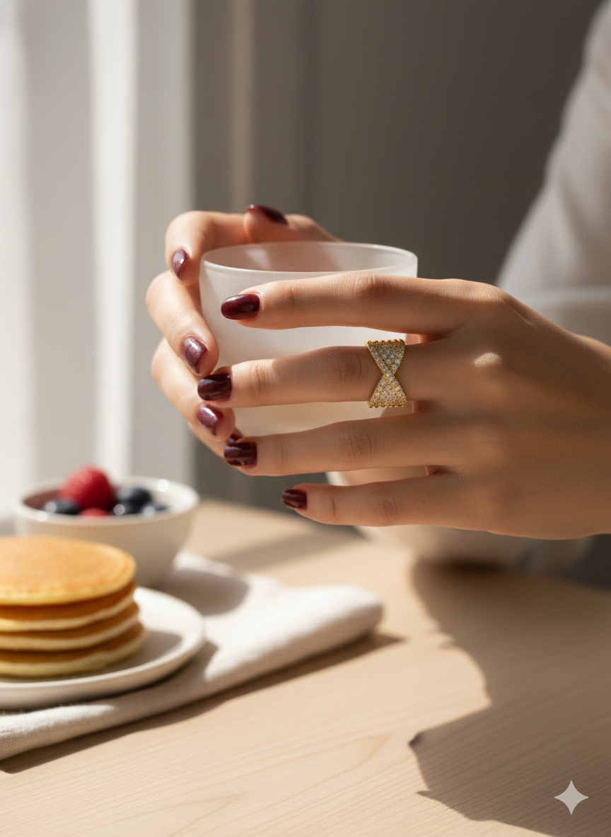 The "Golden Bow" Pave Crystal Adjustable Statement Ring